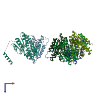 PDB entry 3e3g coloured by chain, top view.