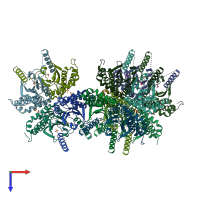 PDB entry 3e3i coloured by chain, top view.