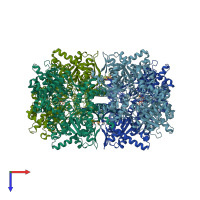 PDB entry 3e3l coloured by chain, top view.