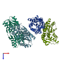 PDB entry 3e3m coloured by chain, top view.