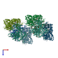 PDB entry 3e3n coloured by chain, top view.