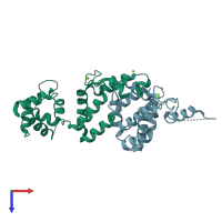 PDB entry 3e3r coloured by chain, top view.