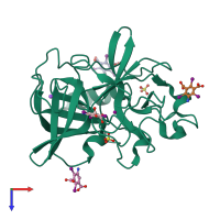 PDB entry 3e3t coloured by chain, top view.