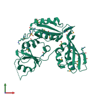 PDB entry 3e3x coloured by chain, front view.