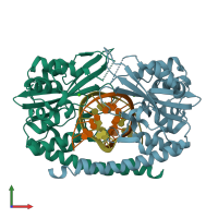PDB entry 3e41 coloured by chain, front view.