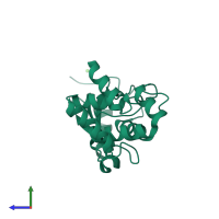 PDB entry 3e46 coloured by chain, side view.