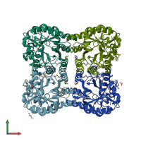 PDB entry 3e49 coloured by chain, front view.