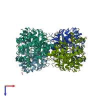 PDB entry 3e49 coloured by chain, top view.