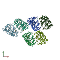 PDB entry 3e4d coloured by chain, front view.