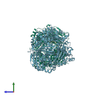 PDB entry 3e4z coloured by chain, side view.