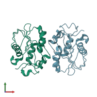 PDB entry 3e57 coloured by chain, front view.