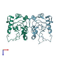PDB entry 3e57 coloured by chain, top view.