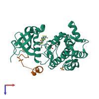 PDB entry 3e5a coloured by chain, top view.