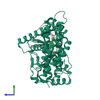 PDB entry 3e5j coloured by chain, side view.