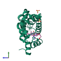 PDB entry 3e5o coloured by chain, side view.