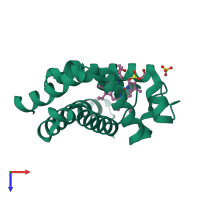 PDB entry 3e5o coloured by chain, top view.