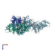 PDB entry 3e5p coloured by chain, top view.