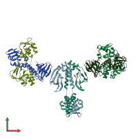 PDB entry 3e5q coloured by chain, front view.