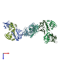 PDB entry 3e5q coloured by chain, top view.