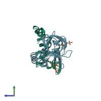 PDB entry 3e5s coloured by chain, side view.