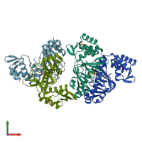 PDB entry 3e5u coloured by chain, front view.