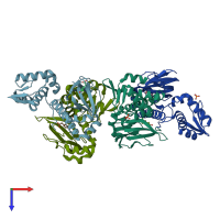 PDB entry 3e5u coloured by chain, top view.