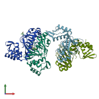 PDB entry 3e5x coloured by chain, front view.