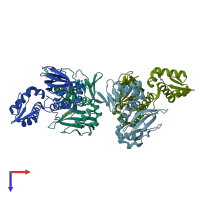 PDB entry 3e5x coloured by chain, top view.