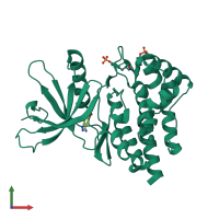 PDB entry 3e62 coloured by chain, front view.