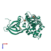 PDB entry 3e62 coloured by chain, top view.