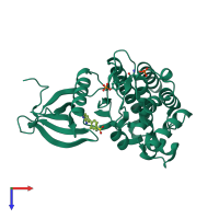 PDB entry 3e64 coloured by chain, top view.