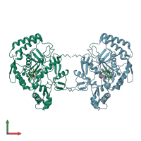 PDB entry 3e67 coloured by chain, front view.