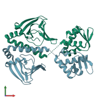 PDB entry 3e6d coloured by chain, front view.