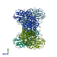 PDB entry 3e6g coloured by chain, side view.