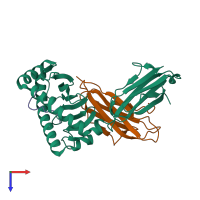 PDB entry 3e6h coloured by chain, top view.