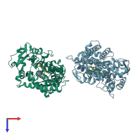 PDB entry 3e6i coloured by chain, top view.