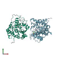 PDB entry 3e6k coloured by chain, front view.