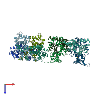 PDB entry 3e6m coloured by chain, top view.