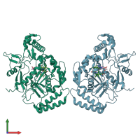 PDB entry 3e6n coloured by chain, front view.