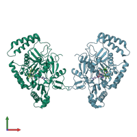 PDB entry 3e6t coloured by chain, front view.