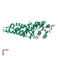 PDB entry 3e70 coloured by chain, top view.