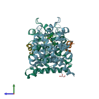 PDB entry 3e7c coloured by chain, side view.