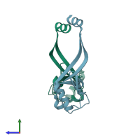 PDB entry 3e7h coloured by chain, side view.