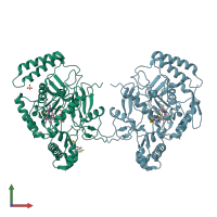 PDB entry 3e7i coloured by chain, front view.