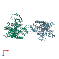 PDB entry 3e7i coloured by chain, top view.