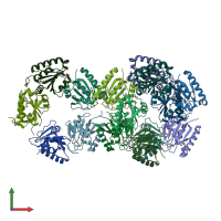 PDB entry 3e7n coloured by chain, front view.