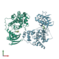 PDB entry 3e7o coloured by chain, front view.