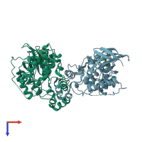 PDB entry 3e7o coloured by chain, top view.