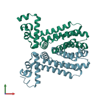 PDB entry 3e7q coloured by chain, front view.