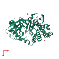 PDB entry 3e7v coloured by chain, top view.